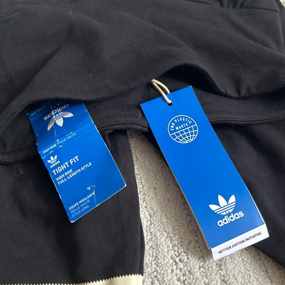 NWT 2XS high rise ADICOLOR NEUCLASSICS BIKE LEGGINGS tight fit black/ cream - Picture 14 of 14